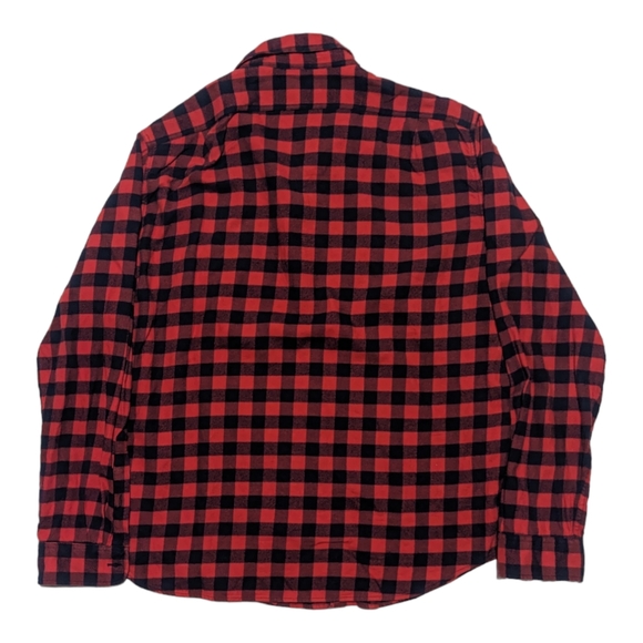 J Crew Mens Slim Long Sleeve XL Navy Blue Red Lumberjack Plaid Flannel Shirt EUC - Picture 3 of 4